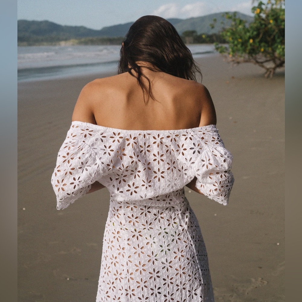 PALM Sophia Button Up White Eyelet Dress Coverup NWT - Picture 3 of 16